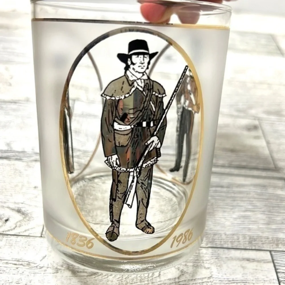 3 Vintage Texas 150th Anniversary Frosted Lowball Glasses